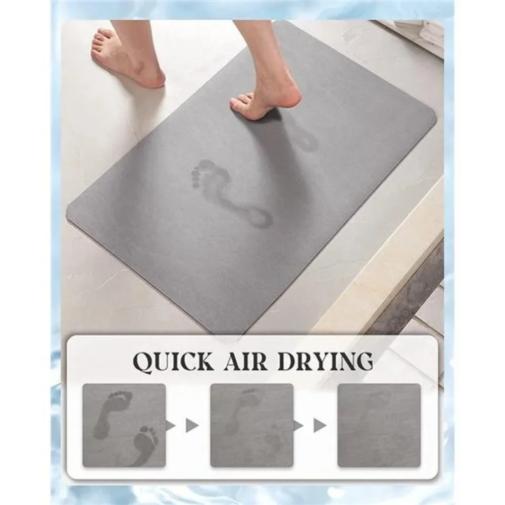 Gray Non Slip Quick Dry Absorbent Bath Rugs Washable Bathroom Floor Mats 6x24